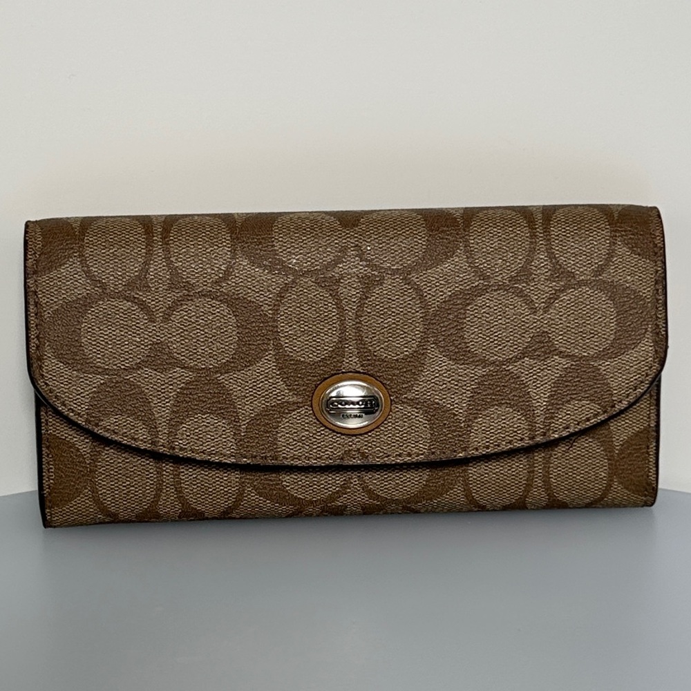 Coach Tan Signature Clutch Wallet